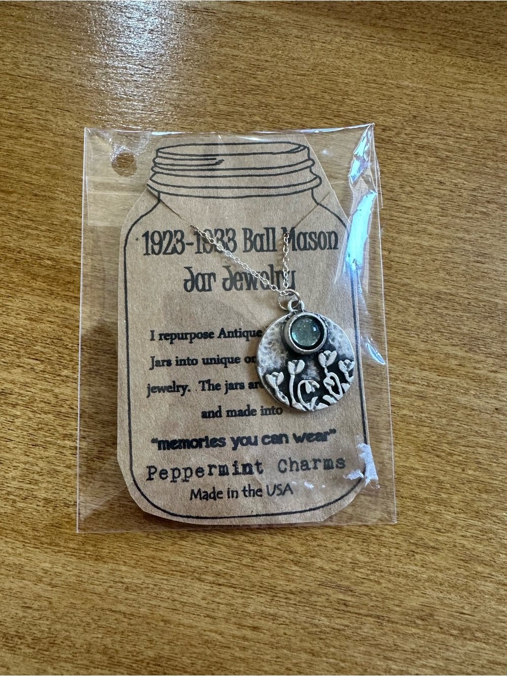 Peppermint Charm sterling silver Pendant with Ball Green Accent Charm